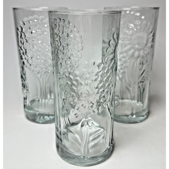 IITTALA Finland Flora Oiva Toikka 6" Flat Tumblers Set of 3 Scandinavian Design - Picture 1 of 5